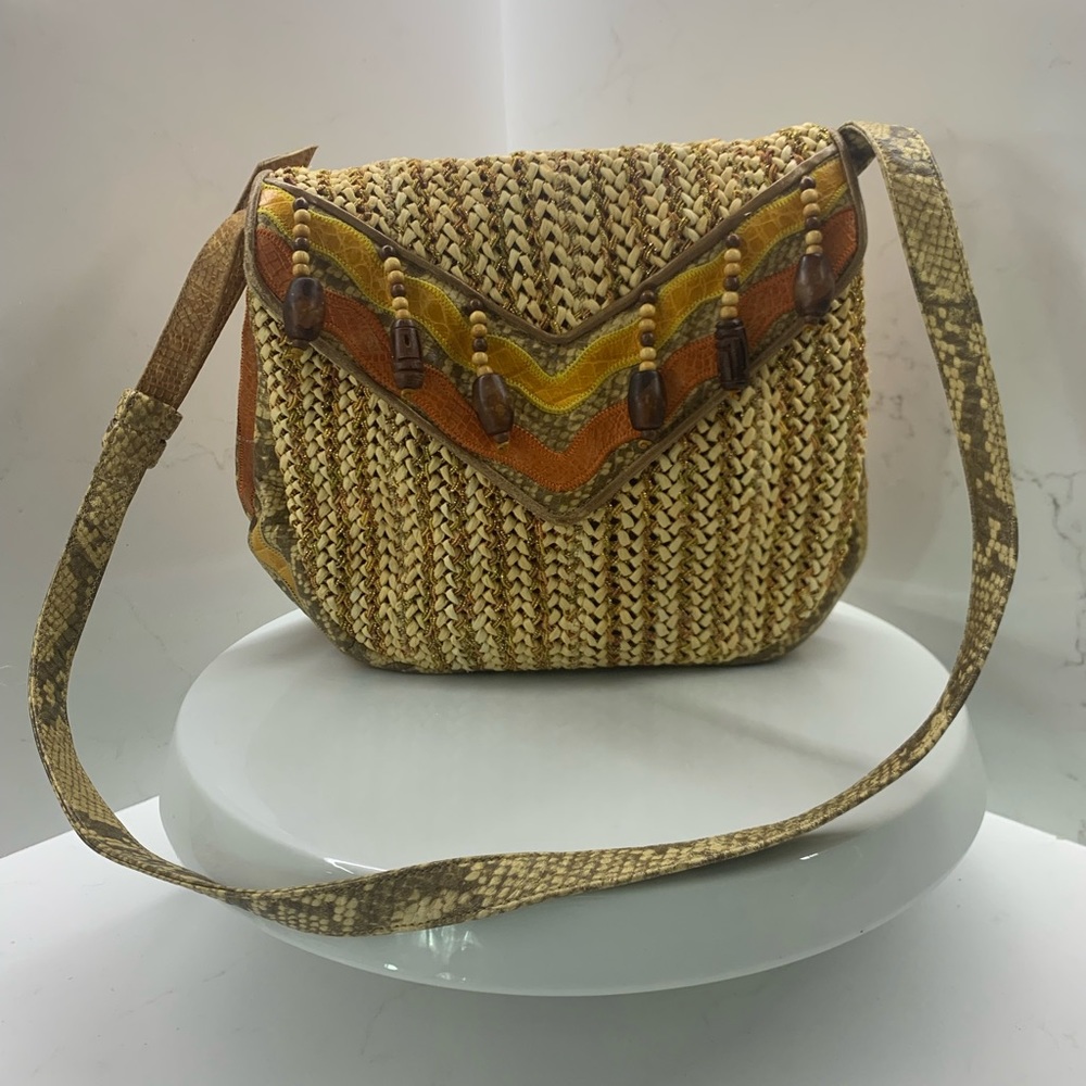 Sharif Boho straw purse